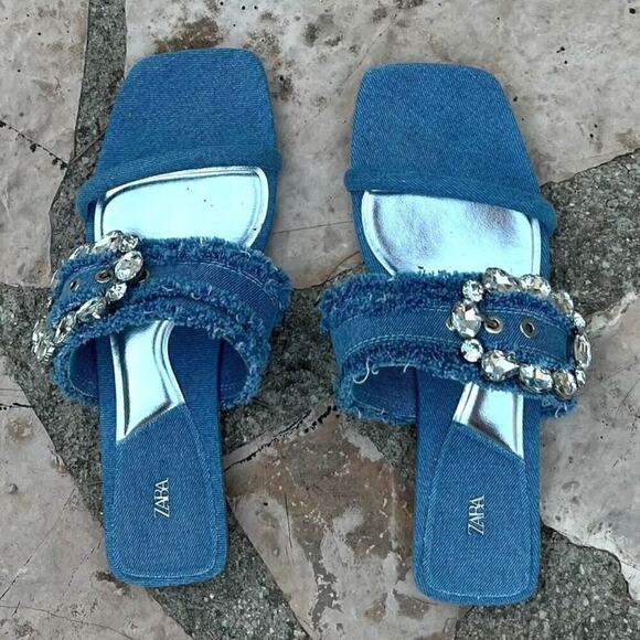 ZARA Embellished Slides NWT - Picture 3 of 16